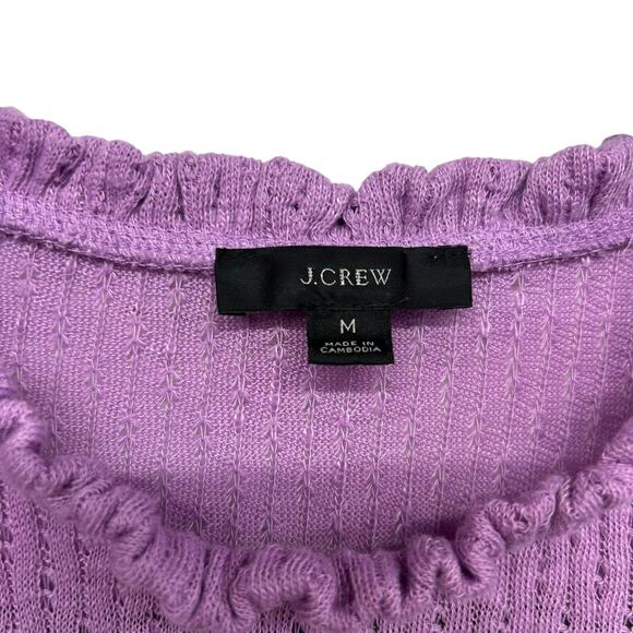 Romantic Layers Lavender‎ Textured Knit Ruffle Puff Sleeve J.Crew Top M - Picture 5 of 8